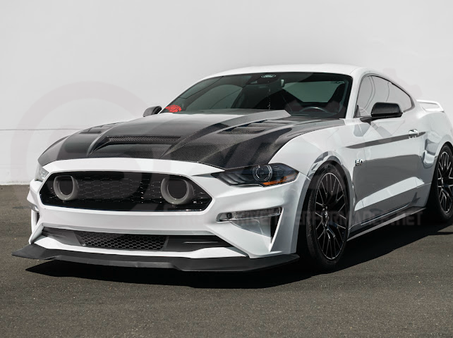 2018-2023 FORD MUSTANG S550 | TERMINATOR STYLE CARBON FIBER FRONT AIR VENTED HOOD